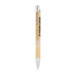 Bolígrafo personalizado de bambú y aluminio tinta azul Aster Bamboo vista principal