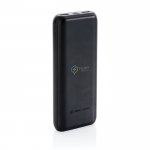 Powerbank de larga duración y carga rápidas de 20.000 mAh Pasadena color negro vista con logo