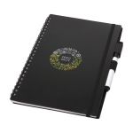 Libreta sostenible con rotulador borrable reutilizable A5 hojas lisas color negro vista impresión tampografía
