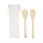 2 utensilios de cocina de bambú para ensalada con bolsa Bamboo color natural tercera vista frontal