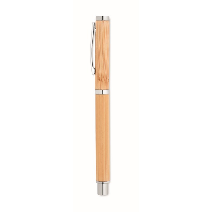 Roller de bambú con accesorios cromados tinta azul Bamboo color madera quinta vista Roller de bambú con accesorios cromados tinta azul Bamboo color madera quinta vista