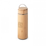 Termo personalizable de acero y bambú con infusor 440ml Natura color natural imagen con logo