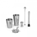 Set de cóctel personalizado de acero con coctelera 750ml Sommelier color plateado cuarta vista