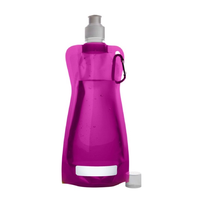 Botellas de agua publicitarias plegables baratas 420ml Rebel color fucsia primera vista Botellas de agua publicitarias plegables baratas 420ml Rebel color fucsia primera vista