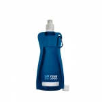 Botellas de agua publicitarias plegables baratas 420ml Rebel color azul vista de impresión