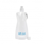 Botellas de agua publicitarias plegables baratas 420ml Rebel color blanco vista de impresión