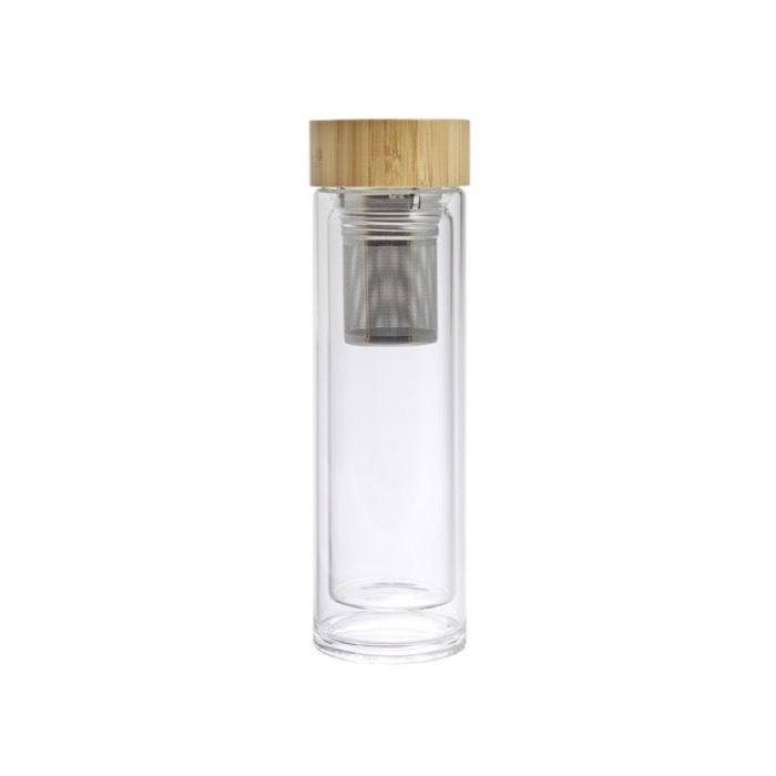 Botella de vidrio con infusor y doble pared 420ml TeaBoo XL color marrón cuarta vista Botella de vidrio con infusor y doble pared 420ml TeaBoo XL color marrón cuarta vista