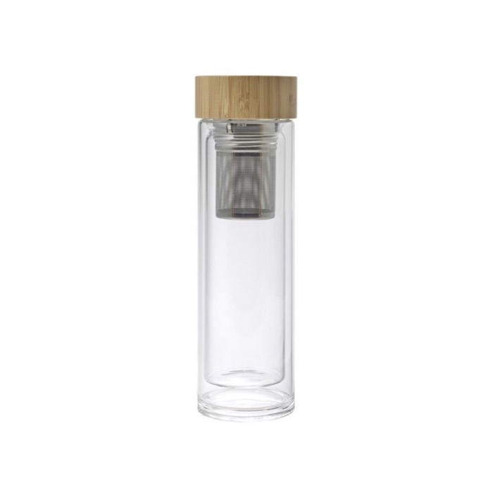 Botella de vidrio con infusor y doble pared 420ml TeaBoo XL color marrón quinta vista Botella de vidrio con infusor y doble pared 420ml TeaBoo XL color marrón quinta vista