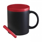 Taza personalizada de cerámica pizarra con tiza 300ml Chalk color rojo tercera vista
