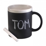 Taza personalizada de cerámica pizarra con tiza 300ml Chalk color blanco tercera vista