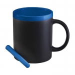 Taza personalizada de cerámica pizarra con tiza 300ml Chalk color azul real segunda vista