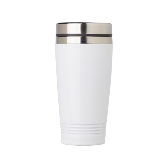 Taza de viaje personalizada de acero en color brillante 450ml Alu Color color blanco primera vista Taza de viaje personalizada de acero en color brillante 450ml Alu Color color blanco primera vista
