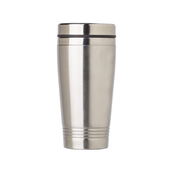 Taza de viaje personalizada de acero en color brillante 450ml Alu Color color plateado primera vista Taza de viaje personalizada de acero en color brillante 450ml Alu Color color plateado primera vista
