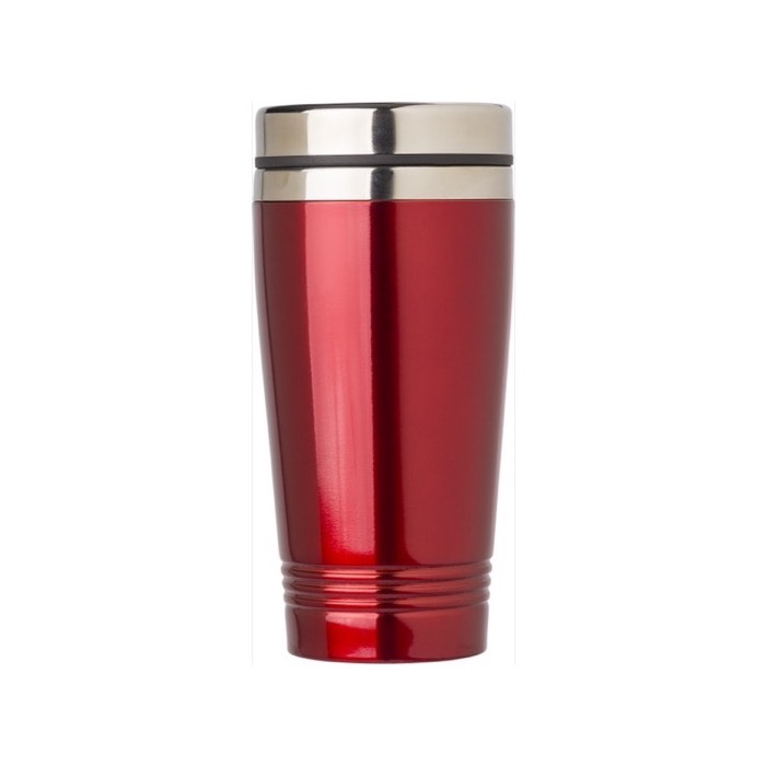Taza de viaje personalizada de acero en color brillante 450ml Alu Color color rojo primera vista Taza de viaje personalizada de acero en color brillante 450ml Alu Color color rojo primera vista