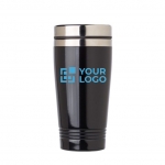 Taza de viaje personalizada de acero en color brillante 450ml Alu Color color negro vista de impresión