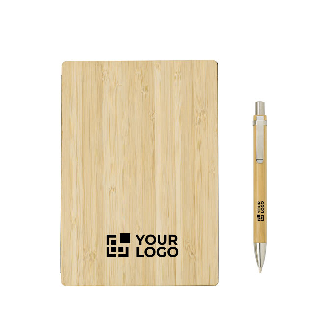 Libreta sostenible de bambú con bolígrafo A5 hojas a rayas EcoBamboo