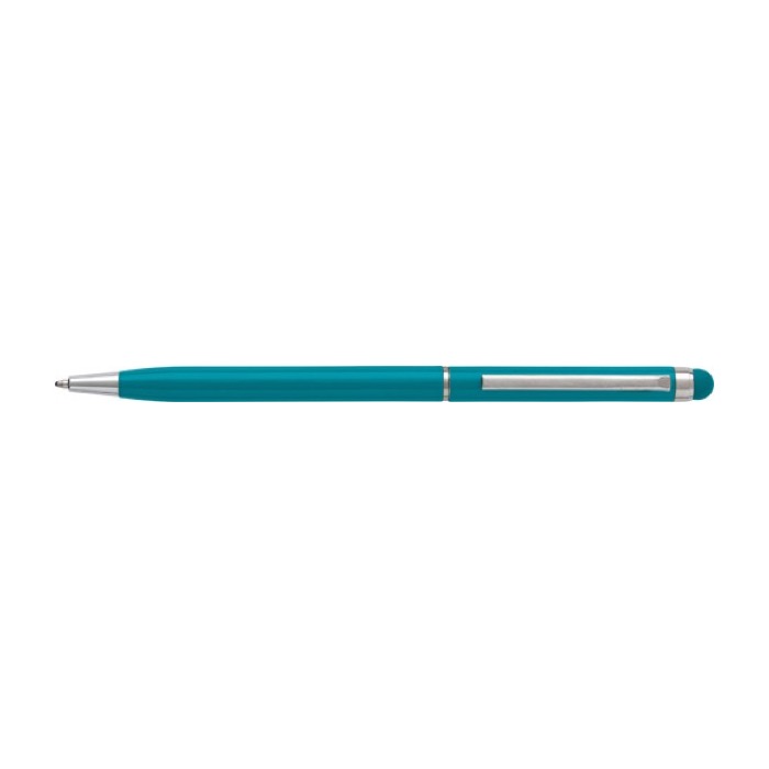 Bolígrafo delgado con puntero táctil color cromado tinta azul Vip Thin color turquesa primera vista Bolígrafo delgado con puntero táctil color cromado tinta azul Vip Thin color turquesa primera vista