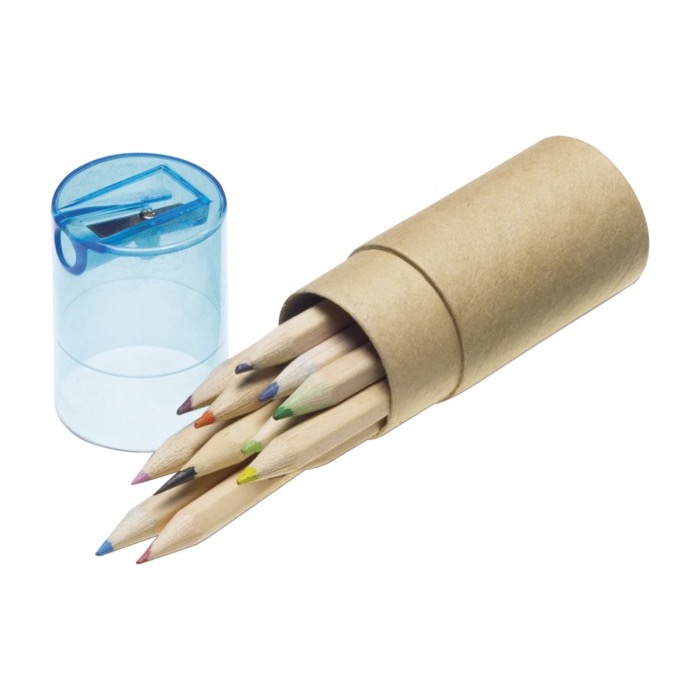12 Lápices infantiles de colores con tapa con sacapuntas Combi color azul tercera vista 12 Lápices infantiles de colores con tapa con sacapuntas Combi color azul tercera vista