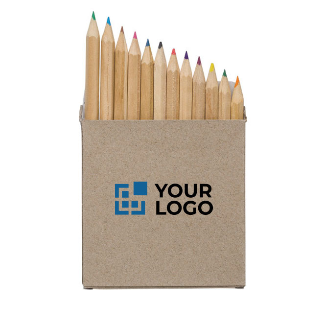 12 Lápices personalizados infantiles en estuche de cartón Max color gris vista de impresión