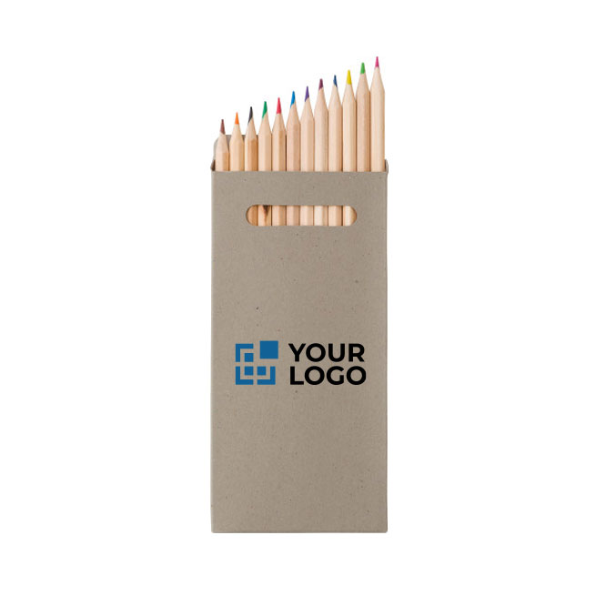 12 Lápices de colores en caja de cartón personalizable Long