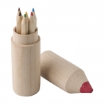 6 Lápices promocionales de colores en caja de lápiz Mini Pencil color marrón segunda vista