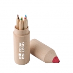 6 Lápices promocionales de colores en caja de lápiz Mini Pencil color marrón vista de impresión