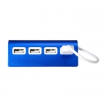 Hub publicitario de aluminio en color con 4 puertos USB 2.0 Alu color azul primera vista