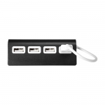Hub publicitario de aluminio en color con 4 puertos USB 2.0 Alu color negro primera vista