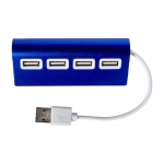 Hub publicitario de aluminio en color con 4 puertos USB 2.0 Alu color azul segunda vista