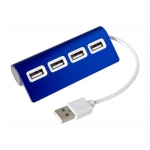 Hub publicitario de aluminio en color con 4 puertos USB 2.0 Alu color azul tercera vista