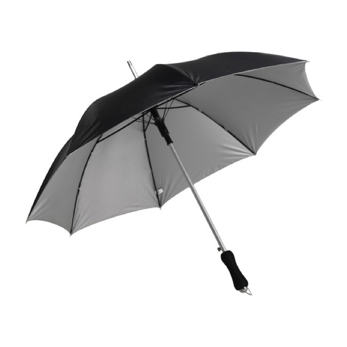 Moderno paraguas corporativo con interior plateado Ø102 Monsoon Plus color negro cuarta vista Moderno paraguas corporativo con interior plateado Ø102 Monsoon Plus color negro cuarta vista