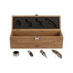 Set de vino personalizado en caja de bambú promocional Semillon color madera