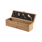 Set de vino personalizado en caja de bambú promocional Semillon color madera