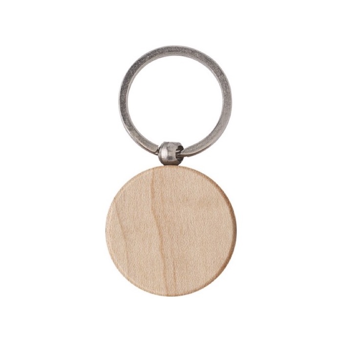 Llavero redondo de madera claro impreso o grabado Roundwood color madera primera vista Llavero redondo de madera claro impreso o grabado Roundwood color madera primera vista