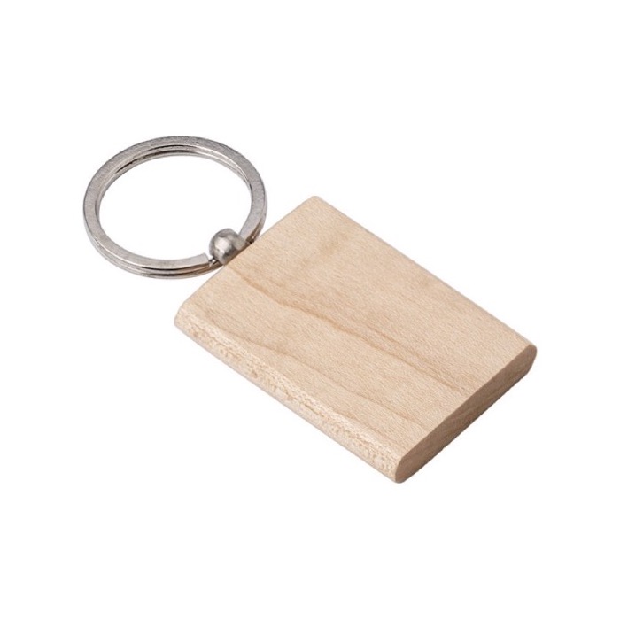 Llaveros para merchandising de madera rectangular Rectwood color madera cuarta vista Llaveros para merchandising de madera rectangular Rectwood color madera cuarta vista