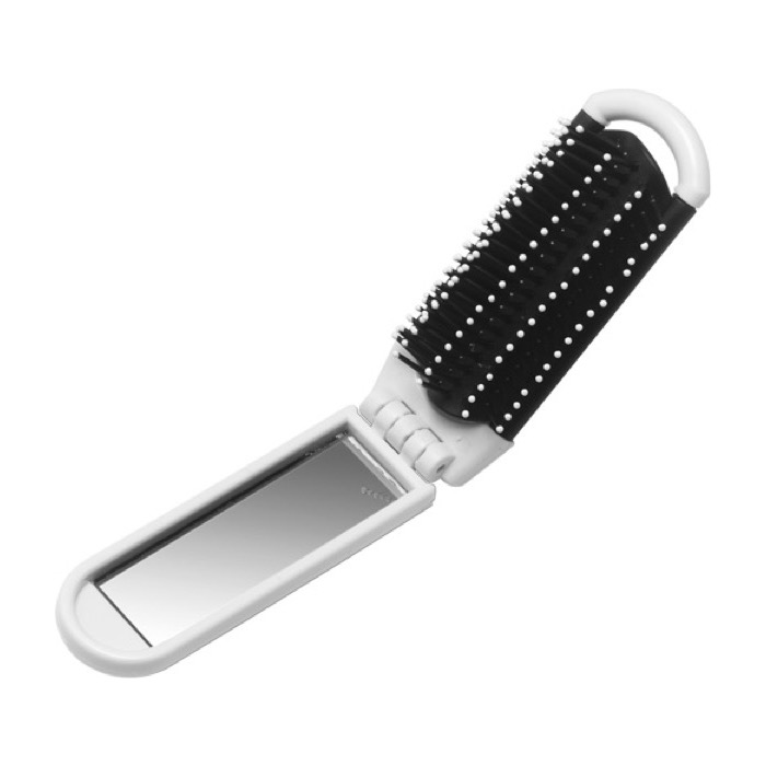 Cepillo de bolsillo plegable con espejo todo en uno BrushView color blanco cuarta vista Cepillo de bolsillo plegable con espejo todo en uno BrushView color blanco cuarta vista