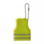 Llavero barato con forma de chaleco reflectante de PVC Visible color amarillo fluorescente primera vista