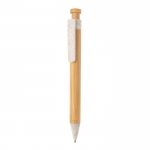 Bolígrafo ecológico personalizado de bambú con tinta azul ColorTip color beige