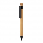 Bolígrafo ecológico personalizado de bambú con tinta azul ColorTip color negro