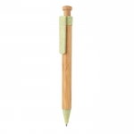 Bolígrafo ecológico personalizado de bambú con tinta azul ColorTip color verde