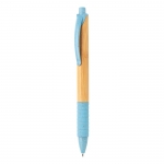 Bolígrafo de bambú personalizado color azul claro 2