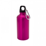 Botella de aluminio pequeña con mosquetón color fucsia 5
