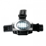Linterna frontal con 8 leds blancos y 2 rojos que incluye diadema color plateado mate primera vista