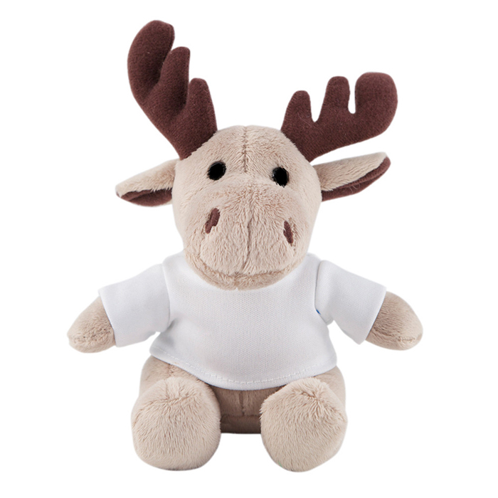 Peluche de reno personalizado con camiseta para el logo Rudolph color blanco Peluche de reno personalizado con camiseta para el logo Rudolph color blanco