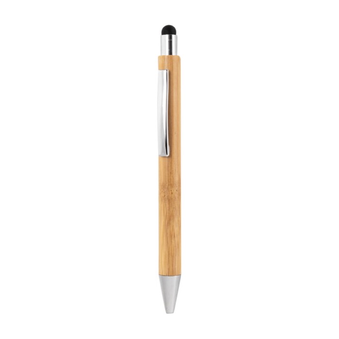 Bolígrafo táctil de bambú con acabado cromado tinta azul Zúrich Bamboo color madera primera vista Bolígrafo táctil de bambú con acabado cromado tinta azul Zúrich Bamboo color madera primera vista