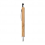 Bolígrafo táctil de bambú con acabado cromado tinta azul Zúrich Bamboo color madera tercera vista