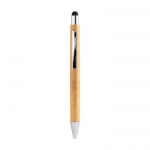 Bolígrafo táctil de bambú con acabado cromado tinta azul Zúrich Bamboo color madera quinta vista