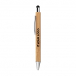 Bolígrafo táctil de bambú con acabado cromado tinta azul Zúrich Bamboo vista principal