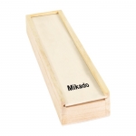 Mikado publicitario económico en caja de madera Miniwood color madera cuarta vista