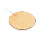 Cargador inalámbrico aspecto de bambú redondo Bamboo color blanco primera vista